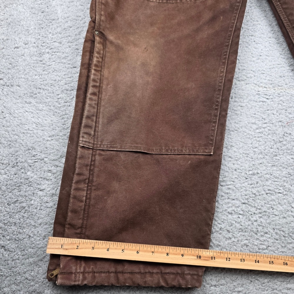 Carhartt Brown Insulated Duck Canvas Bib Overalls Quilted Zip Leg 46x30‎ R27 DKB - Picture 6 of 12